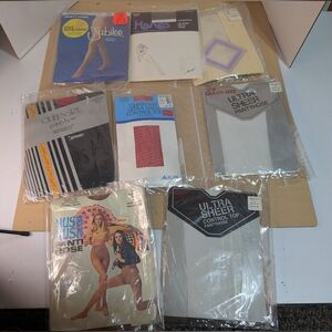 Vintage Queen Size Pantyhose Lot Of 8 Multi Color Ultra Sheer Hanes